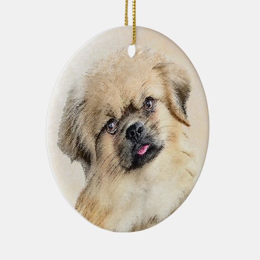 Tibetaanse Spaniel Schilderij - Mooie Originele Ho Keramisch Ornament (Rechts)