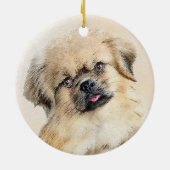 Tibetaanse Spaniel Schilderij - Mooie Originele Ho Keramisch Ornament (Achterkant)