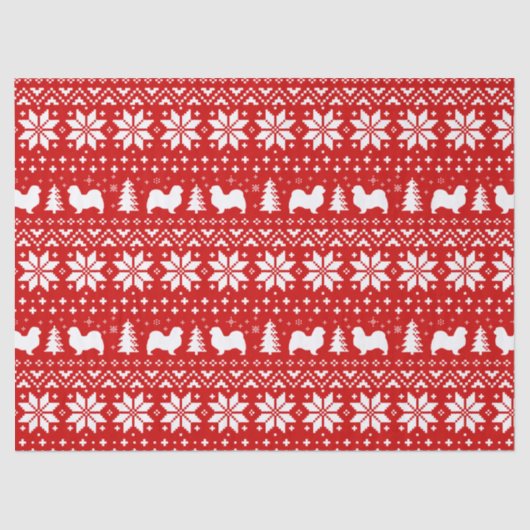Tibetaanse Spaniel Silhouetten Kerstpatroon Tissuepapier (Voorkant)