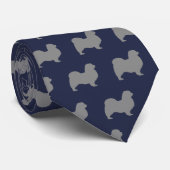 Tibetaanse Spaniel Silhouetten Patroon blauw en gr Stropdas (Opgerold)