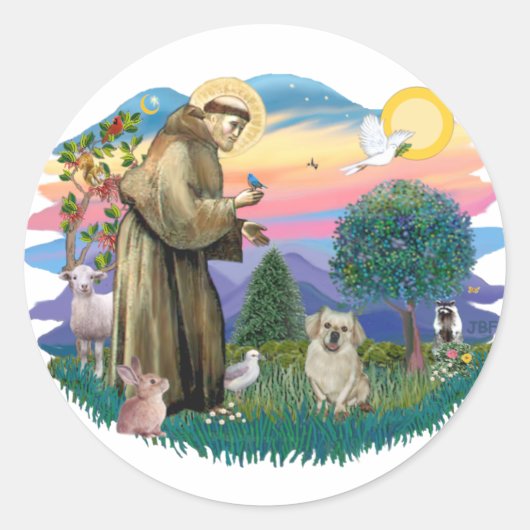 Tibetaanse Spaniel (vaal) Ronde Sticker (Voorkant)