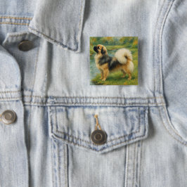 Tibetaanse Spaniel Vierkante Button 5,1 Cm