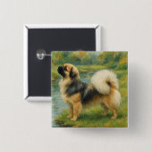 Tibetaanse Spaniel Vierkante Button 5,1 Cm (Voorkant /achterkant)