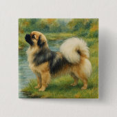 Tibetaanse Spaniel Vierkante Button 5,1 Cm (Voorkant)