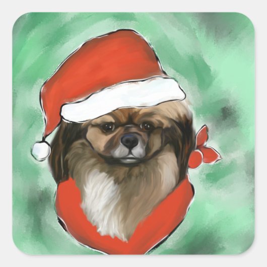 Tibetaanse Spaniel Vierkante Sticker (Voorkant)