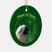 Tibetaanse Spaniël Vrede Keramisch Ornament (Rechts)