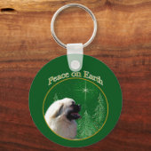 Tibetaanse Spaniël Vrede Sleutelhanger (Achterkant)