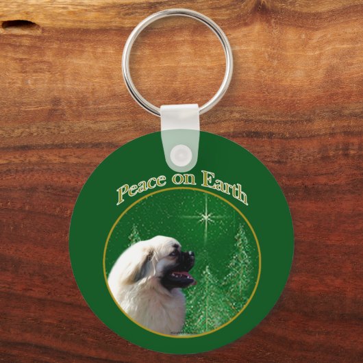 Tibetaanse Spaniël Vrede Sleutelhanger (Voorkant)