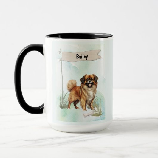 Tibetaanse Spaniel Waterverf Gepersonaliseerde Hon Mok (Links)
