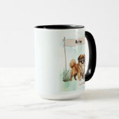 Tibetaanse Spaniel Waterverf Gepersonaliseerde Hon Mok (Voorkant rechts)