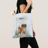 Tibetaanse Spaniel Waterverf Gepersonaliseerde Hon Tote Bag (Dichtbij)