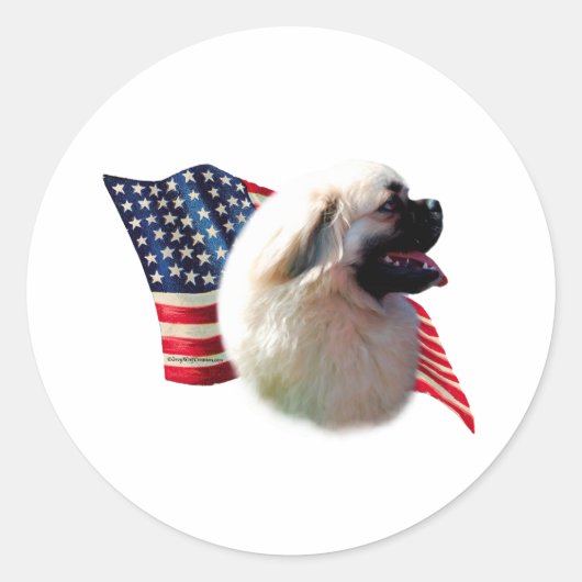 Tibetaanse spaniëlvlag ronde sticker (Voorkant)