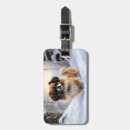 Tibetaanse Spanjaard liet het sneeuwen Kerstmis Bagagelabel (Voorkant verticaal)