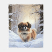 Tibetaanse Spanjaard liet het sneeuwen Kerstmis Fleece Deken (Voorkant)