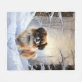 Tibetaanse Spanjaard liet het sneeuwen Kerstmis Fleece Deken (Voorkant (Horizontaal))