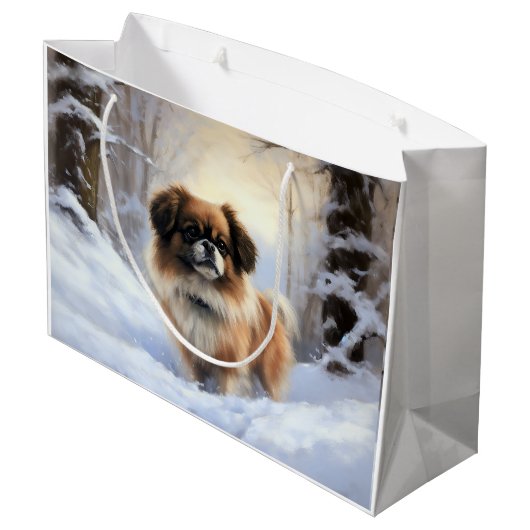 Tibetaanse Spanjaard liet het sneeuwen Kerstmis Groot Cadeauzakje (Achterkant Gekanteld)