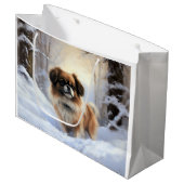 Tibetaanse Spanjaard liet het sneeuwen Kerstmis Groot Cadeauzakje (Voorkant Gekanteld)