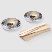 Tibetaanse Spanjaard liet het sneeuwen Kerstmis Handwaaier (Niet-gemonteerd)