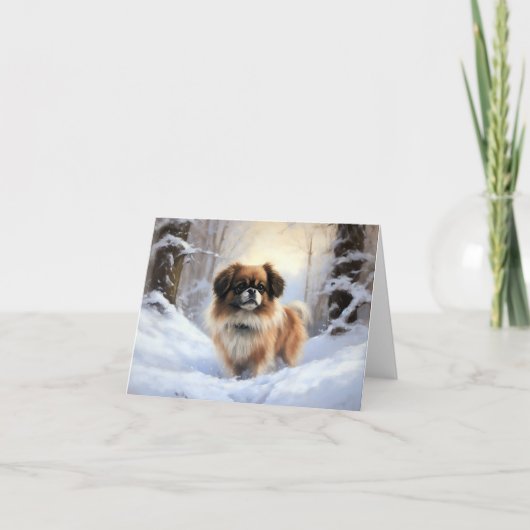 Tibetaanse Spanjaard liet het sneeuwen Kerstmis Kaart (Voorkant)