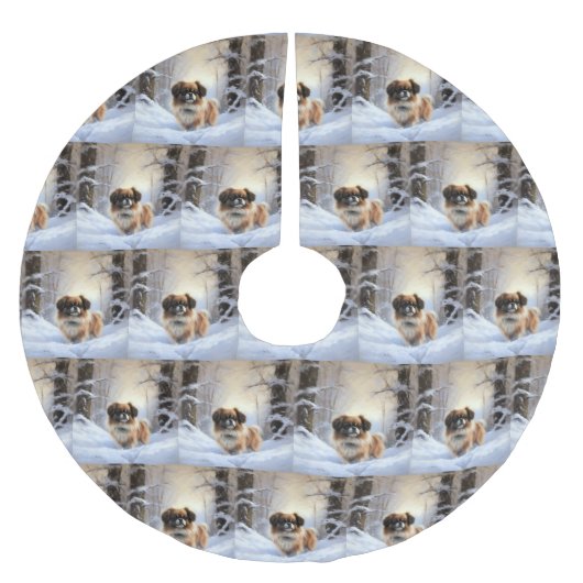 Tibetaanse Spanjaard liet het sneeuwen Kerstmis Kerstboom Rok (Voorkant)