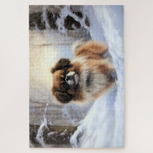 Tibetaanse Spanjaard liet het sneeuwen Kerstmis Legpuzzel (Verticaal)