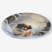 Tibetaanse Spanjaard liet het sneeuwen Kerstmis Papieren Bordje (Gekanteld)