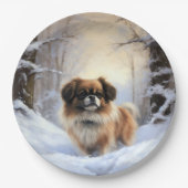 Tibetaanse Spanjaard liet het sneeuwen Kerstmis Papieren Bordje (Voorkant)