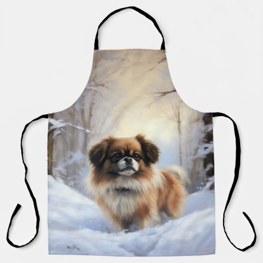 Tibetaanse Spanjaard liet het sneeuwen Kerstmis Schort (Voorkant)