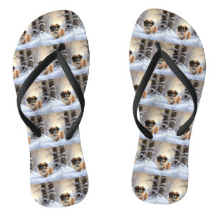 Tibetaanse Spanjaard liet het sneeuwen Kerstmis Teenslippers