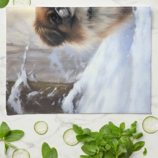 Tibetaanse Spanjaard liet het sneeuwen Kerstmis Theedoek (Gevouwen)