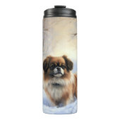 Tibetaanse Spanjaard liet het sneeuwen Kerstmis Thermosbeker (Voorkant)