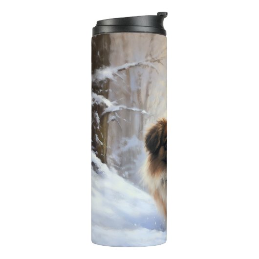 Tibetaanse Spanjaard liet het sneeuwen Kerstmis Thermosbeker (Gedraaid links)