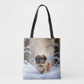 Tibetaanse Spanjaard liet het sneeuwen Kerstmis Tote Bag (Voorkant)