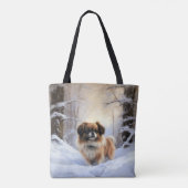 Tibetaanse Spanjaard liet het sneeuwen Kerstmis Tote Bag (Achterkant)