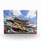 Tibetaanse tempel met gebedvlaggen - Yunnan, China Fotoblokken (Voorkant)