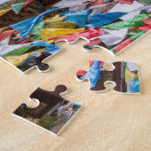 Tibetaanse tempel met gebedvlaggen - Yunnan, China Legpuzzel (Zijkant)