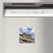 Tibetaanse tempel met gebedvlaggen - Yunnan, China Magneet (Insitu (Vaatwasser))