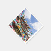 Tibetaanse tempel met gebedvlaggen - Yunnan, China Servet (Hoek)
