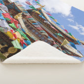 Tibetaanse tempel met gebedvlaggen - Yunnan, China Sherpa Deken (3/4)