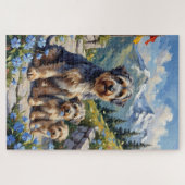 Tibetaanse Terrier Bergtuin Kunst Legpuzzel (Horizontaal)