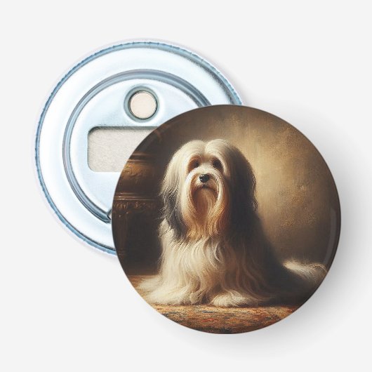 Tibetaanse Terriër Button Flesopener (Voorkant)