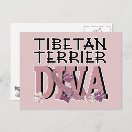 Tibetaanse Terrier DIVA Briefkaart (Voorkant / Achterkant)