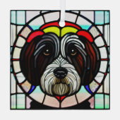 Tibetaanse Terriër "Glas in lood" Glas Ornament (Achterkant)