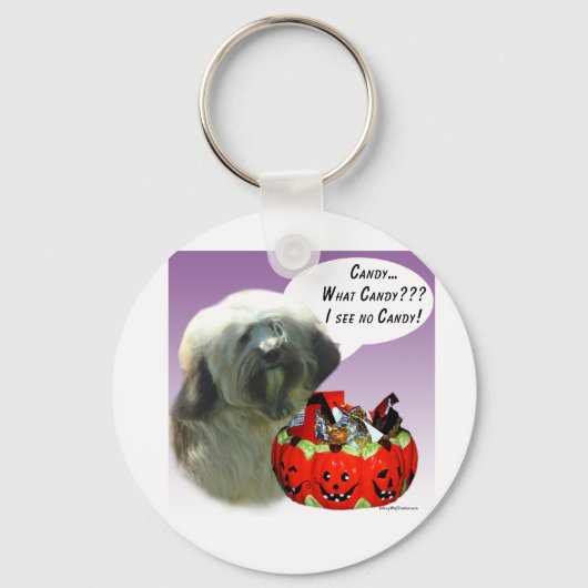 Tibetaanse Terriër Halloween Snoep Sleutelhanger (Voorkant)