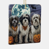 Tibetaanse Terrier Halloween Spoken Keramisch Ornament (Rechts)