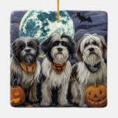 Tibetaanse Terrier Halloween Spoken Keramisch Ornament (Achterkant)