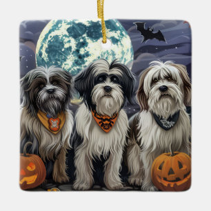 Tibetaanse Terrier Halloween Spoken Keramisch Ornament