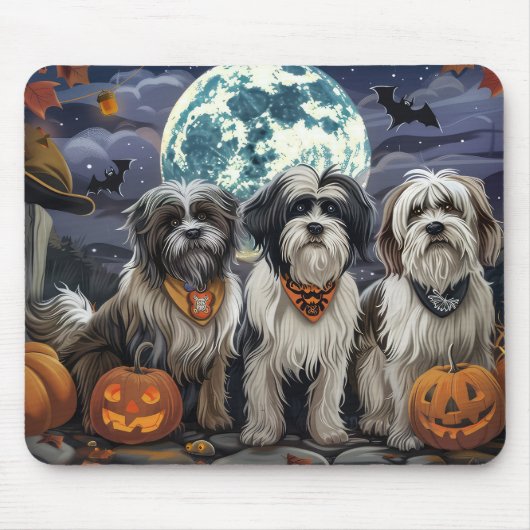 Tibetaanse Terrier Halloween Spoken Muismat (Voorkant)