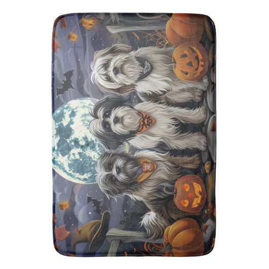 Tibetaanse Terriër Halloween Spooky Badmat (Voorkant Verticaal)