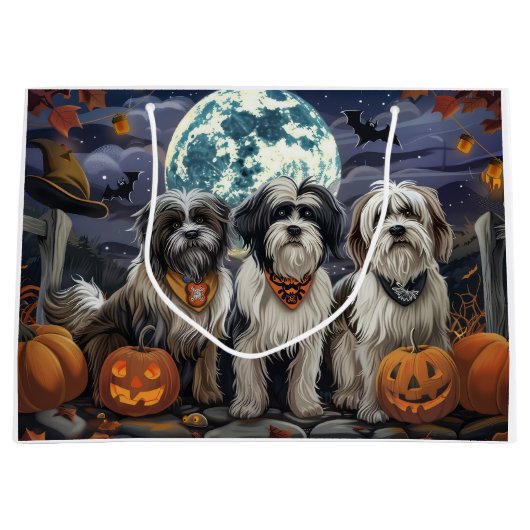 Tibetaanse Terriër Halloween Spooky Groot Cadeauzakje (Voorkant)
